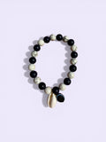 Lapis Lazuli & Howlite Bracelet with Evil Eye & Cowrie Charm – Wisdom, Calm & Protection